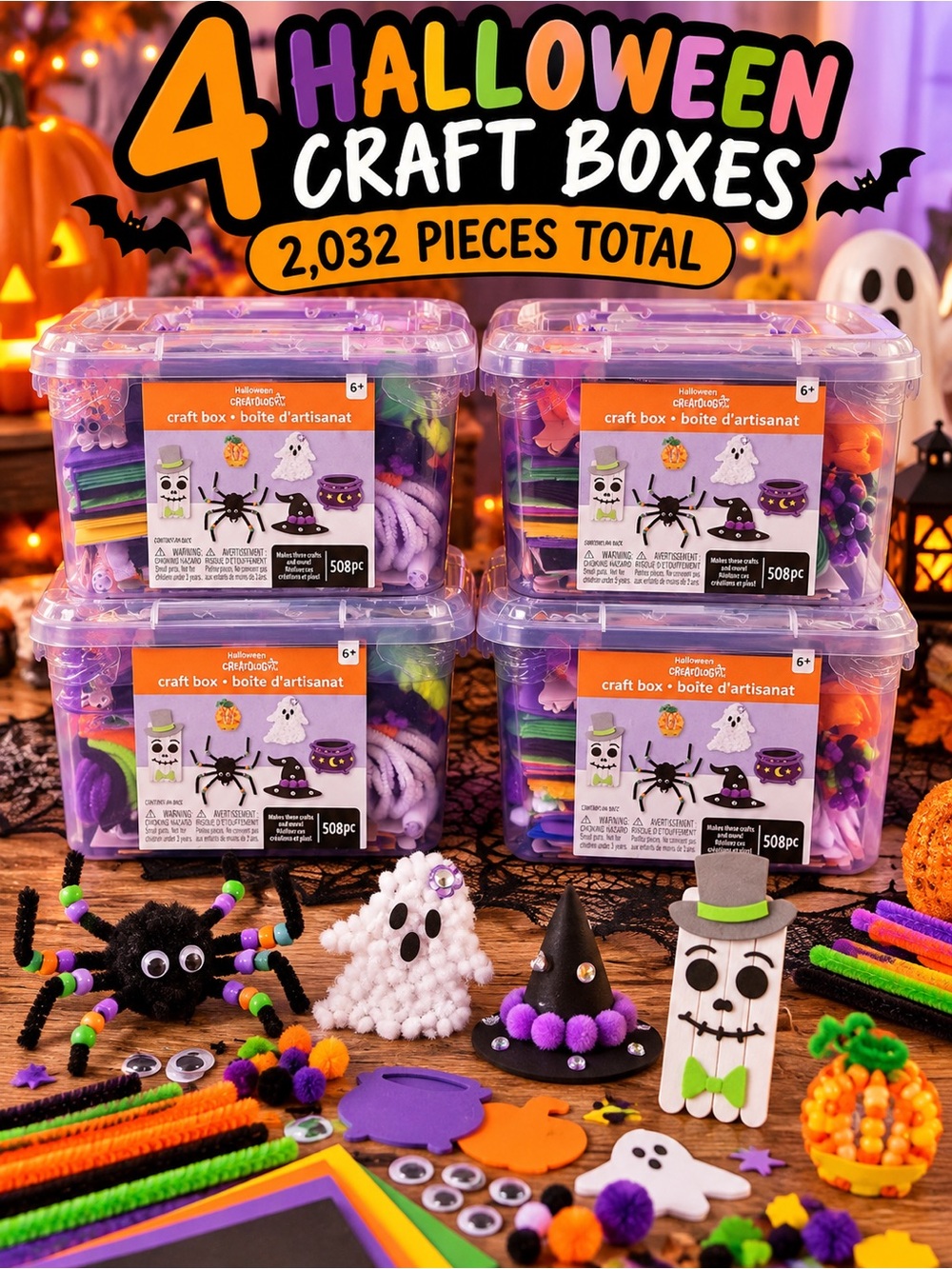Creatology Halloween Craft Box Bundle 4 Kits 2,032 Pieces Kids 6+ DIY Crafts